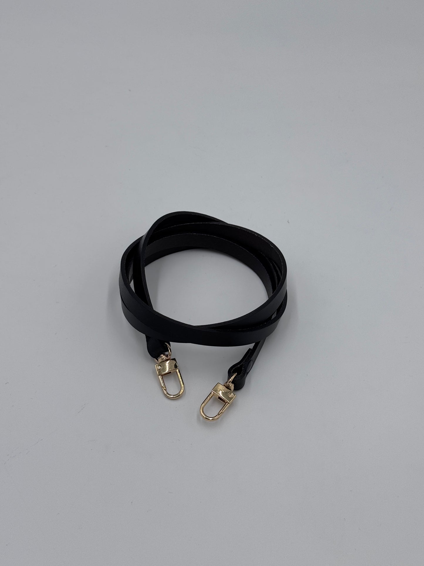 Schulterriehmen / Henkel Leder schwarz mit gold