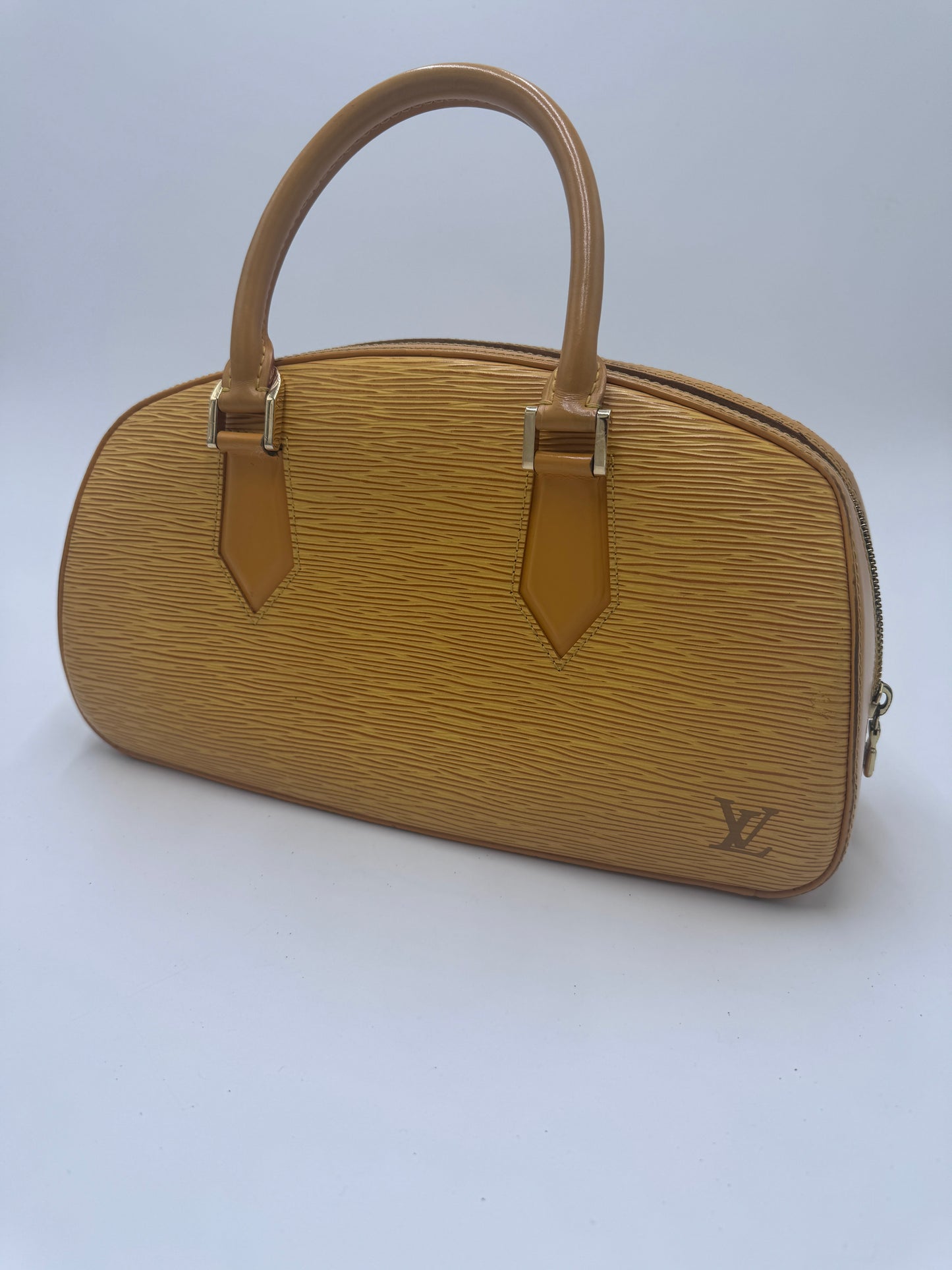 Gesamtansicht der gelb secondhand Louis Vuitton Jasmine Epi in Größe Medium.