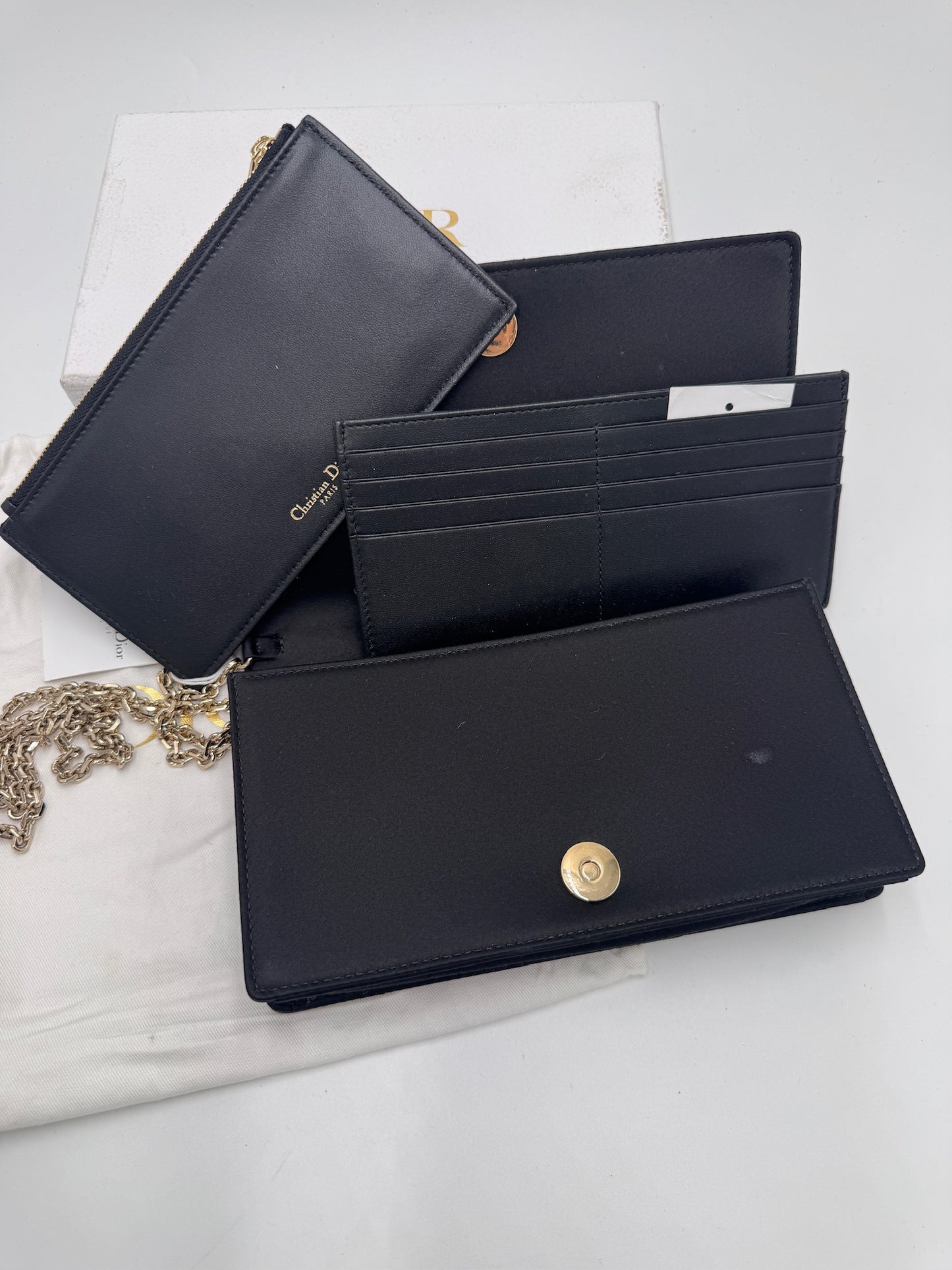 Dior Lady Dior Pouch Black Satin Cannage