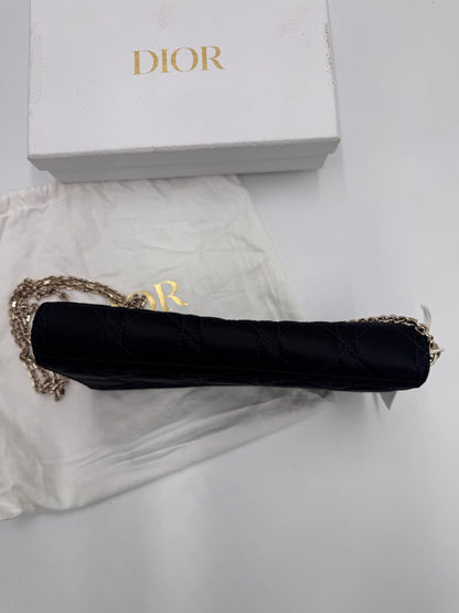 Dior Lady Dior Pouch Black Satin Cannage
