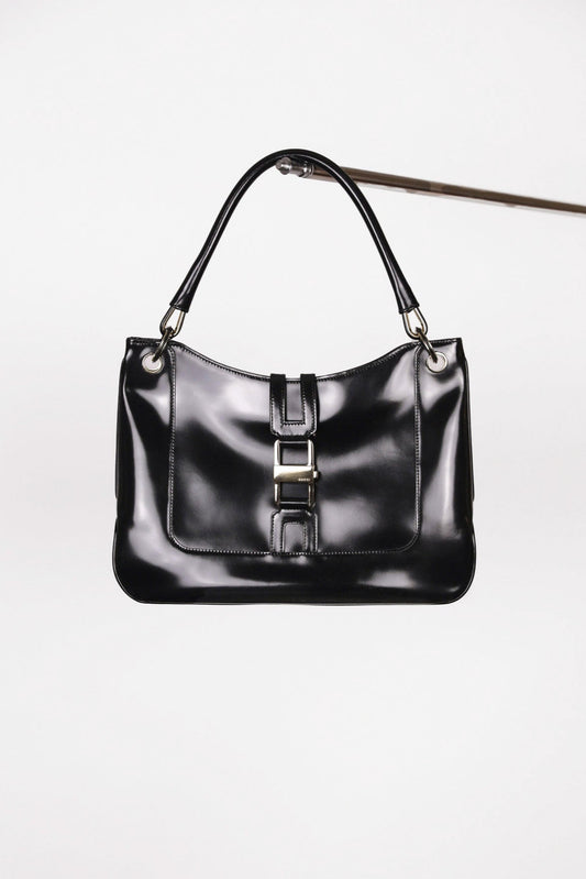 Hauptansicht der schwarz secondhand Gucci Jackie Schultertasche – elegantes Statement-Piece.