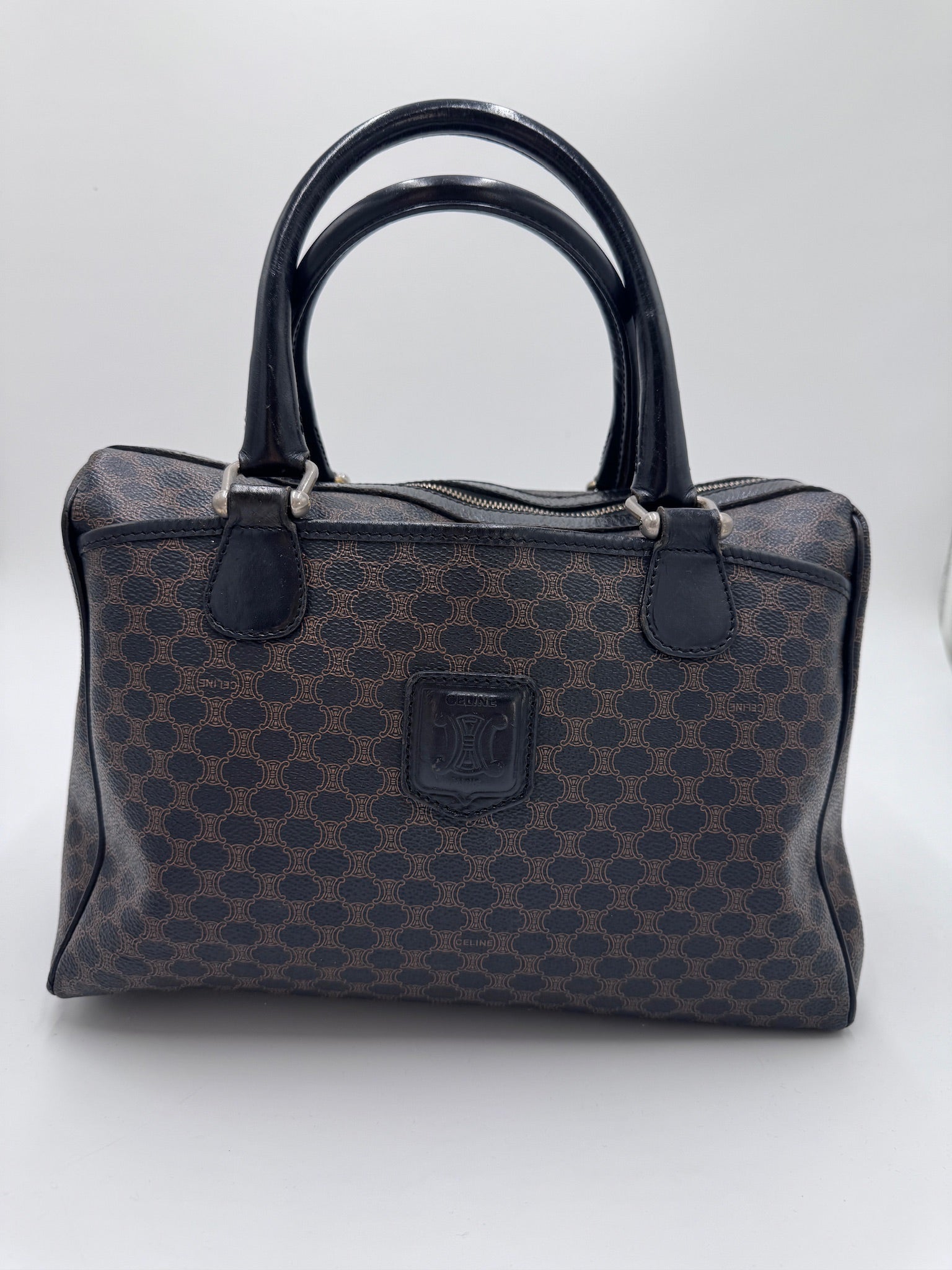 Gesamtansicht der Celine Handbag Shopper aus schwarzem Leder, Large