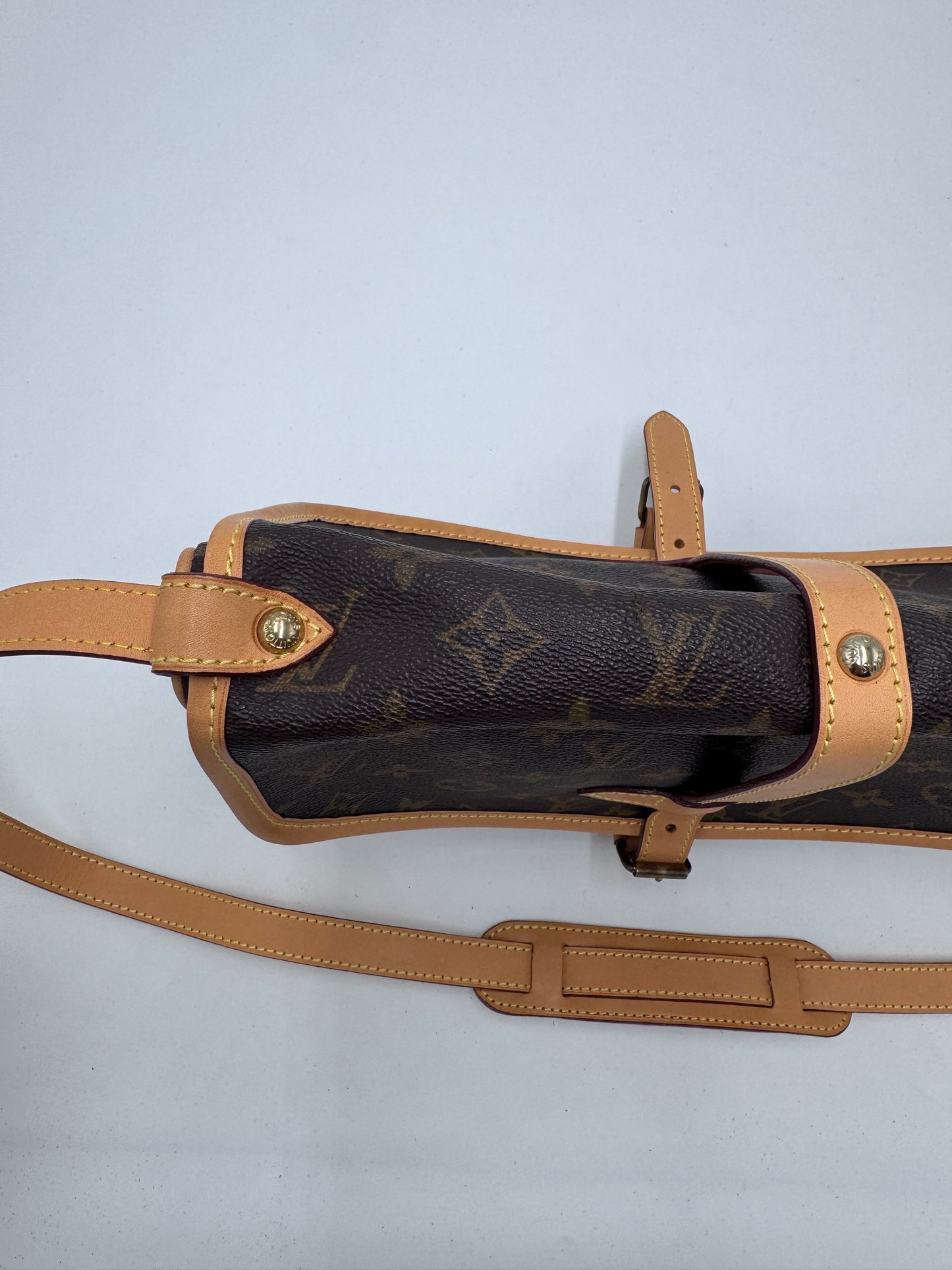 Oberseite dieser luxury secondhand Louis Vuitton Saumur 30 mit edlem Look in monogram.