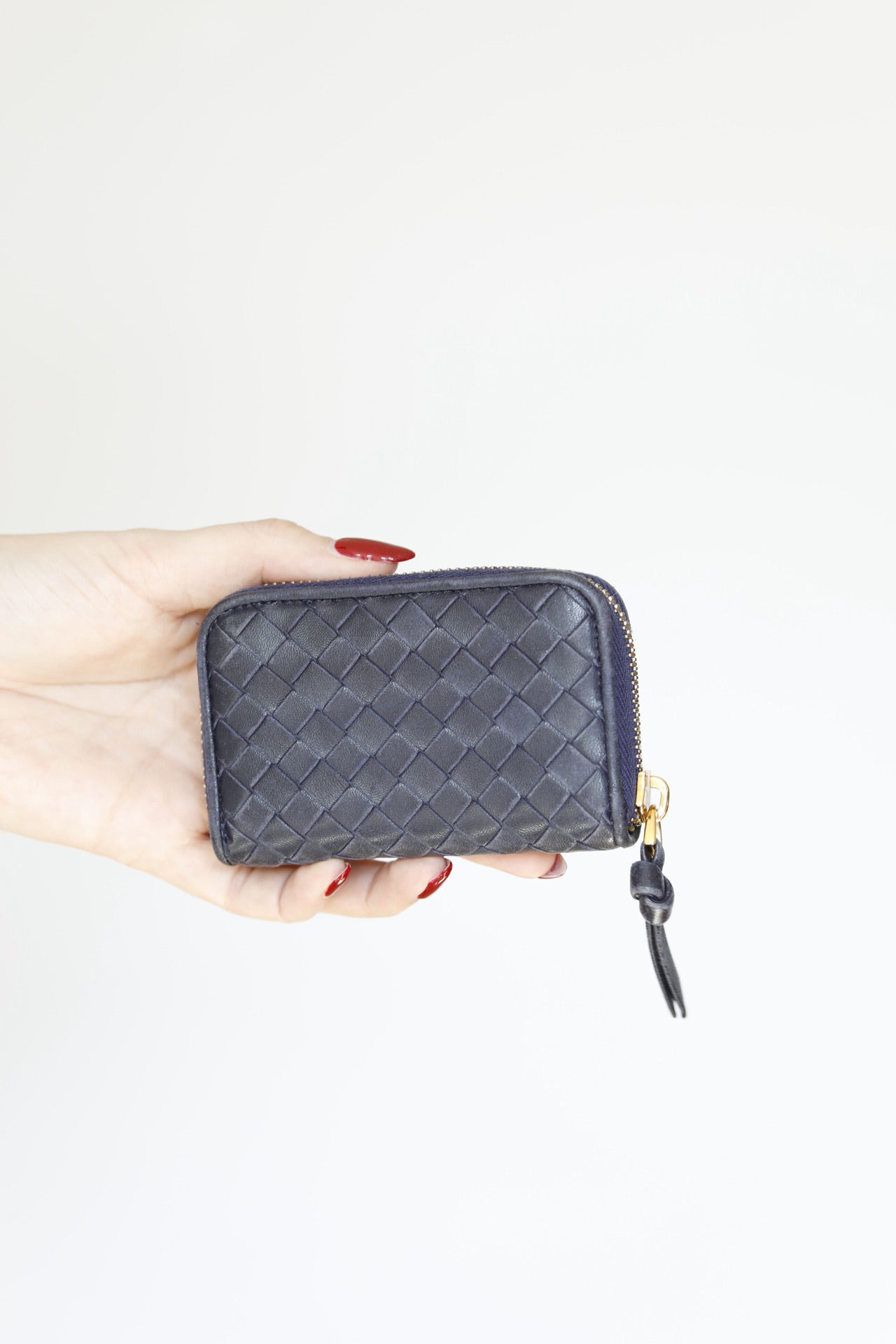 Bottega Veneta Zip-around Wallet / Portemonnaie Portemonnaie in blauem Leder, Klein, gutem Zustand