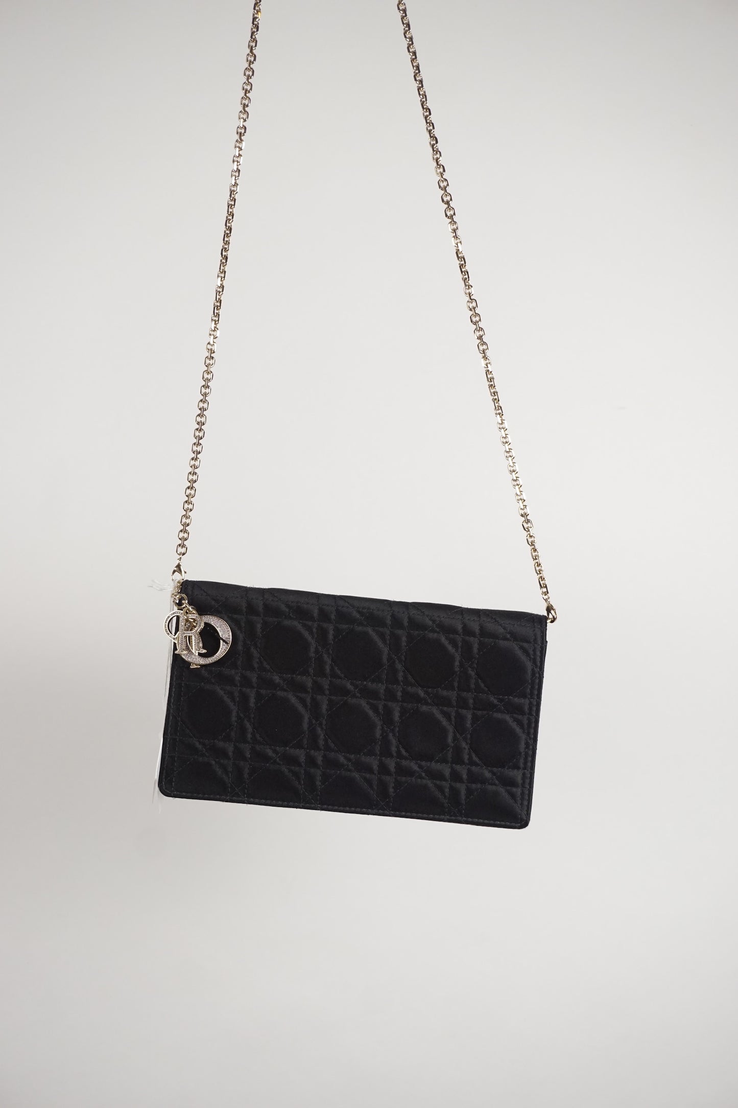 Dior Lady Dior Pouch Black Satin Cannage