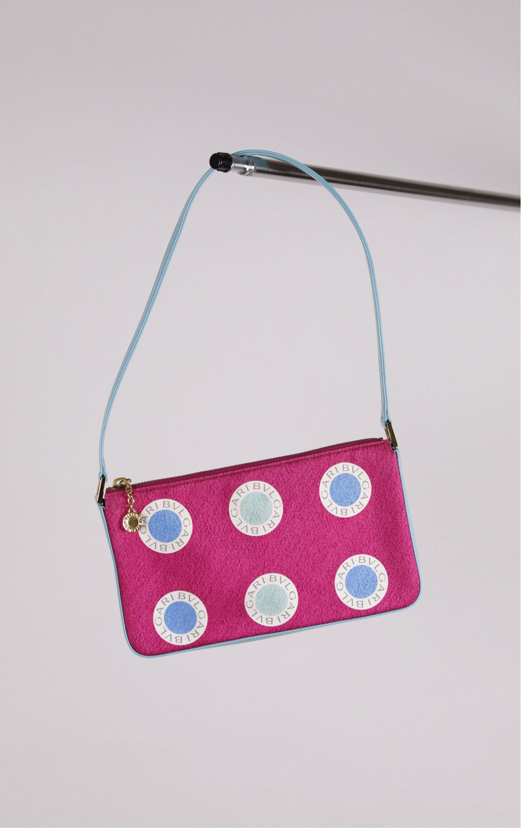 Bulgari Shoulder Bag Schultertasche in pink blauem Stoff, Medium, gutem Zustand