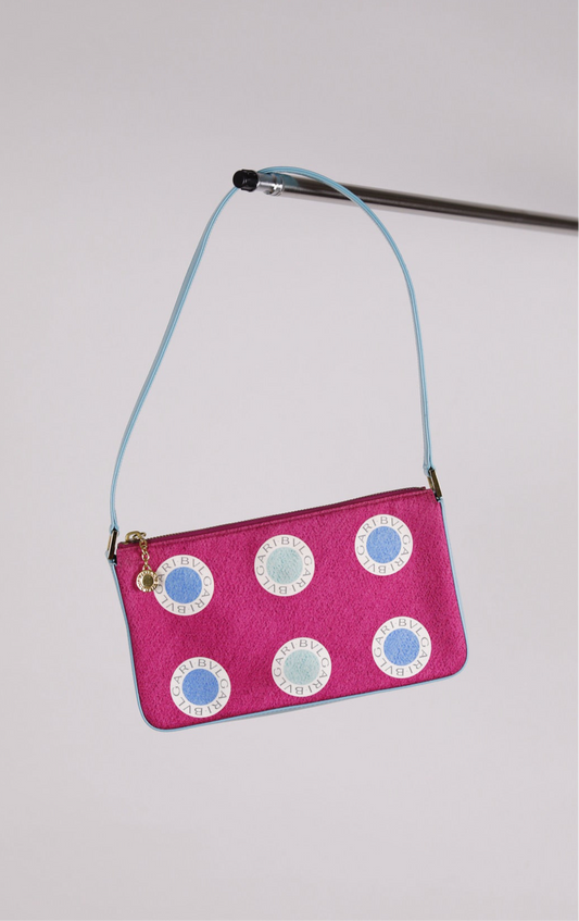 Bulgari Shoulder Bag Schultertasche in pink blauem Stoff, Medium, gutem Zustand