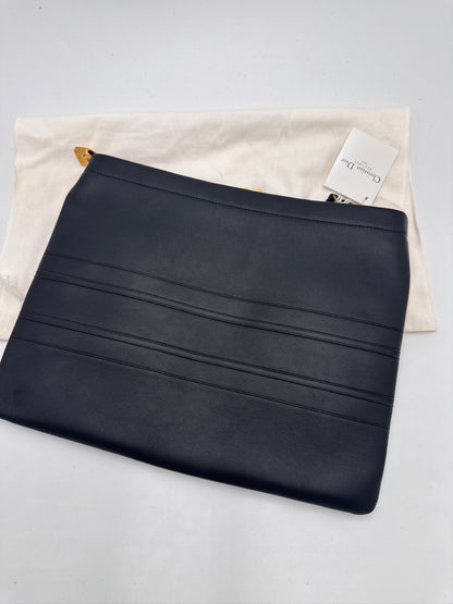 Dior Stripe Zip Pouch - Black Calfskin