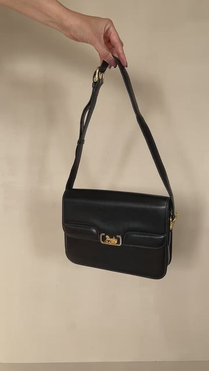 Celine Shoulder Bag Schultertasche in schwarzem Leder, Medium, gutem Zustand
